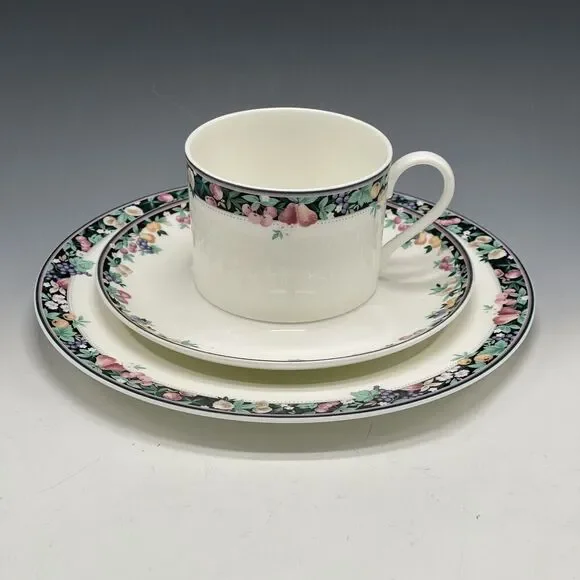 Mikasa Orchard Mural Teacup Cup & Saucer & Salad Plate 3-pc Set Luncheon - Picture 1 of 12